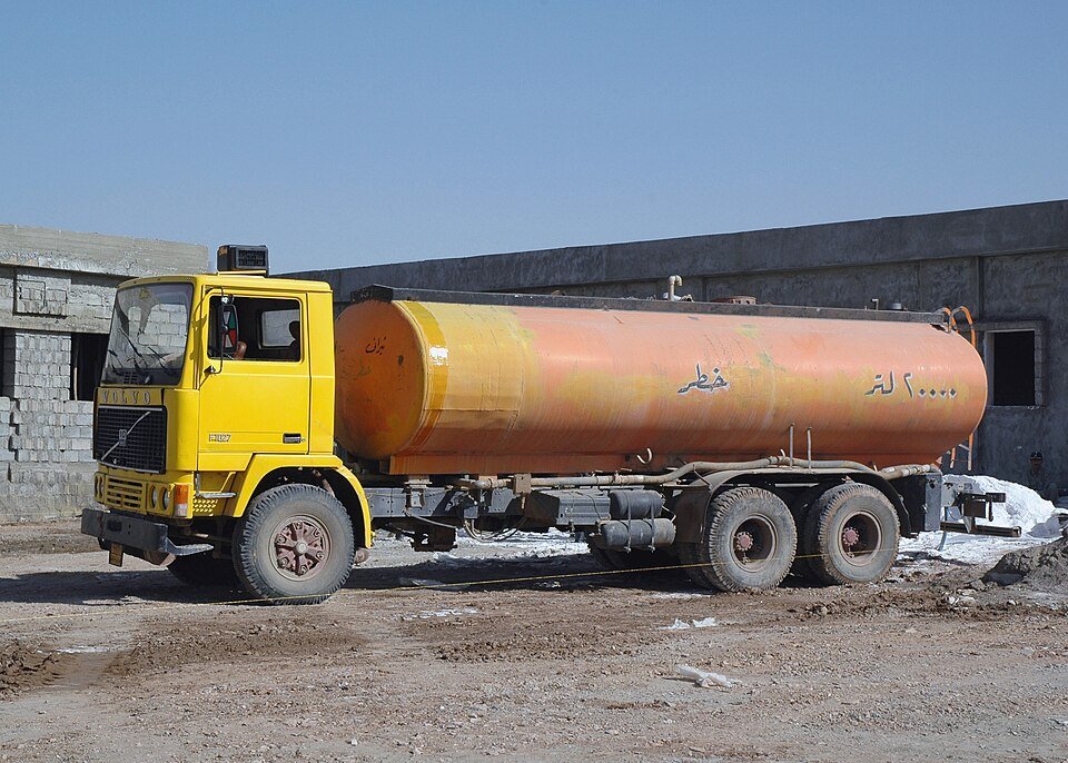 Water tanker truck delivering water in Dubai